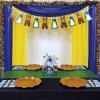 Beistle Set of 2 Mini Cascade Oktoberfest Centerpieces, 7.5”- Metallic Silver and Blue Plastic Fringe with Pretzels and Steins, German Themed Beer Festival Bavarian Party Table Decorations