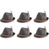 Beistle German Alpine Hats 6-Count Traditional Gray Felt Bavarian Hats with Real Feather and German Flag Rope Detail for Oktoberfest Beer Festivals and Themed Celebrations