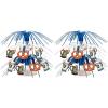 Beistle Set of 2 Mini Cascade Oktoberfest Centerpieces, 7.5”- Metallic Silver and Blue Plastic Fringe with Pretzels and Steins, German Themed Beer Festival Bavarian Party Table Decorations