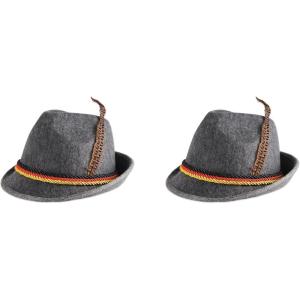 Beistle 2-Pack German Alpine Grey Felt Hats, Party Hats for Parties & Festive Celebrations, Oktoberfest Men Women, One Size