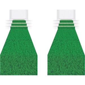Beistle Grass Runner – 2 Pack, Printed Green Lawn Design Aisle Runners, Artificial Turf Decoration for Indoor & Outdoor Weddings, Sports Banquets, Garden Parties & Summer Celebrations, 24” x 10’(Grass Runner – (2 Pack))