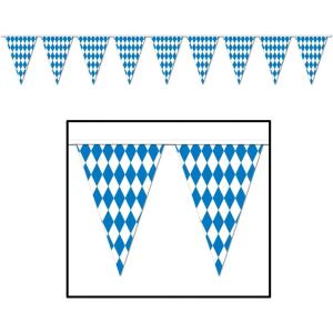 Beistle Oktoberfest Bavarian Pennant Banner, Blue and White Checkered Flag Garland for German-Themed Celebrations, Outdoor or Indoor Tent Party Decorations for Beer Festivals, 17” x 30′