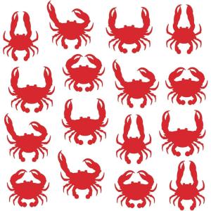 Beistle Red Crab Cutouts, 16-Count, Double-Sided Cardstock Ocean Decorations for Nautical Seafood Boils, Coastal Beach Party Supplies, Summer Gatherings 6”- 9.25”
