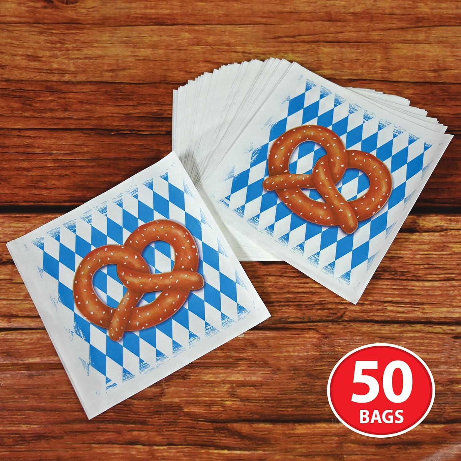 image:imageBeistle 50 Pack Oktoberfest Pretzel Bags 6 x 575 Bavarian Themed Party Supplies German Beer Festival Treat Bags Biergarten Snack Holders