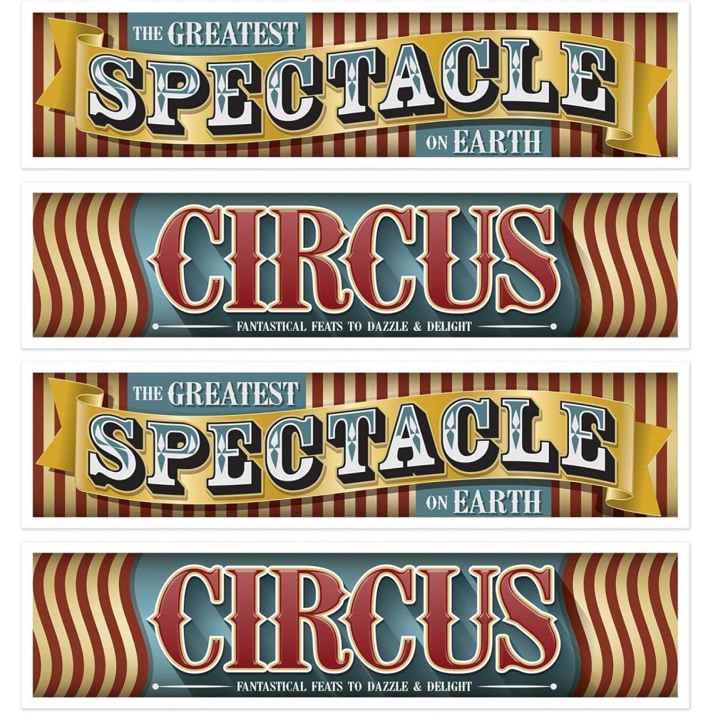 image:imageBeistle 4Piece Vintage Circus Banners Circus Themed Party Decorations Fun Fair Themed Party Supplies Carnival Halloween Party Accessories 15 x 5