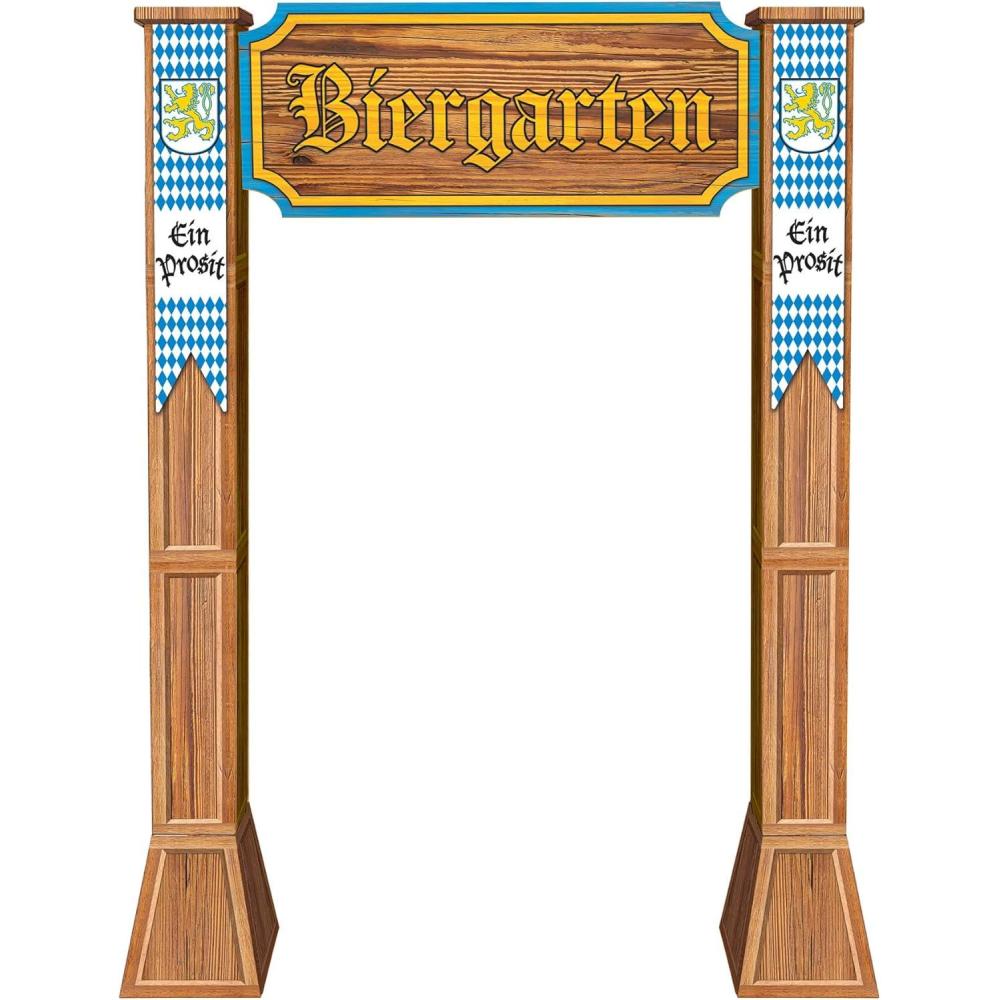 image:imageBeistle 7 65 x 5 375 Corrugated Cardboard Three Dimensional Life Size Biergarten Archway for Oktoberfest Photo Booth Props German Themed Party Decorations