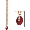 Beads w/Football Medallion (orange) Party Accessory (1 count) (1/Card)(Orange)