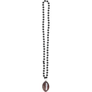 Beads w/Football Medallion (orange) Party Accessory (1 count) (1/Card)(Black)