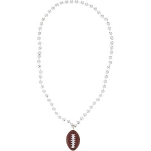 Beads w/Football Medallion (orange) Party Accessory (1 count) (1/Card)(Silver)
