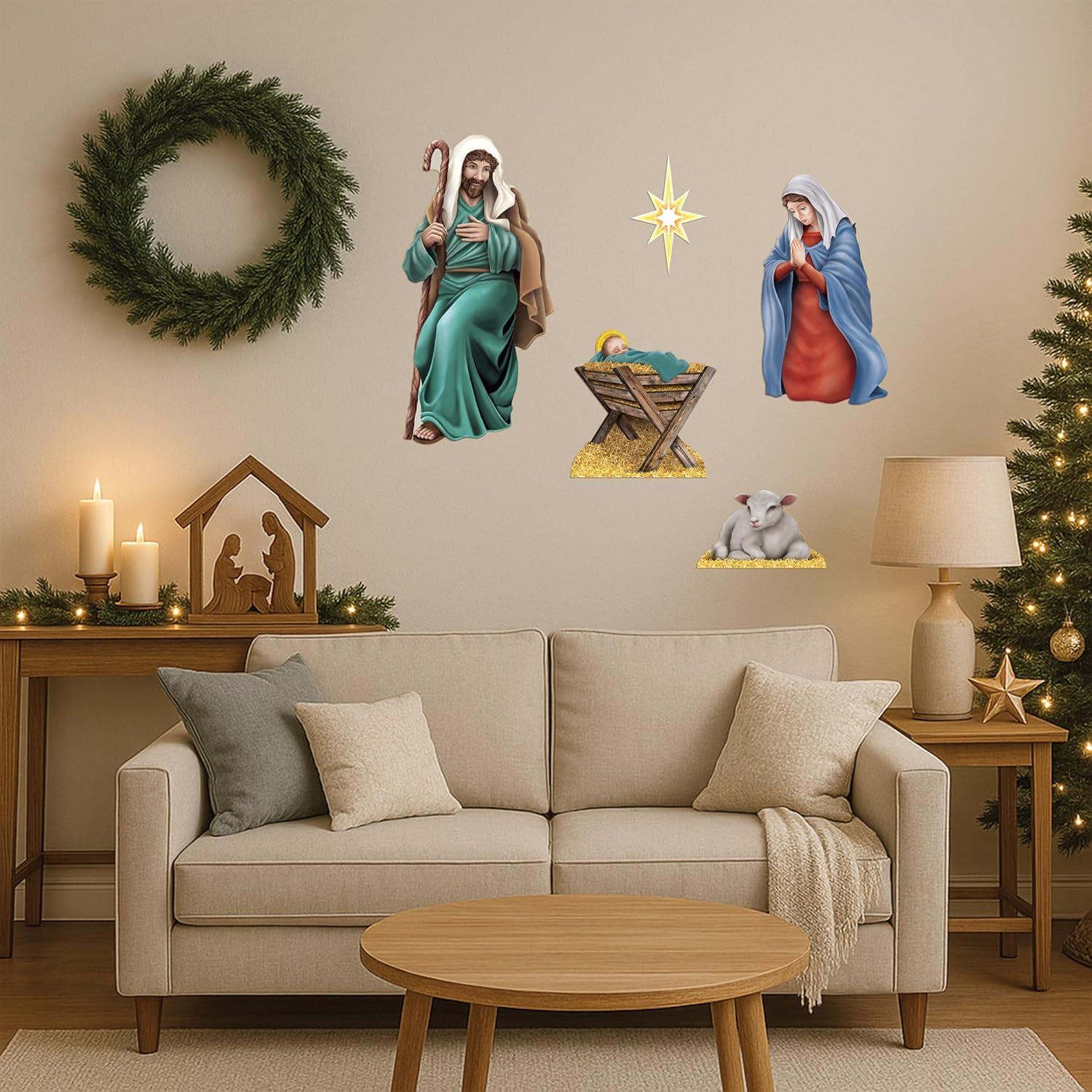 image:imageBeistle Nativity Scene Cutouts 5 Piece DoubleSided Cardstock Decoration Set Traditional Christmas Religious Display for Church Events Seasonal Holiday Dcor amp FaithThemed Settings 728