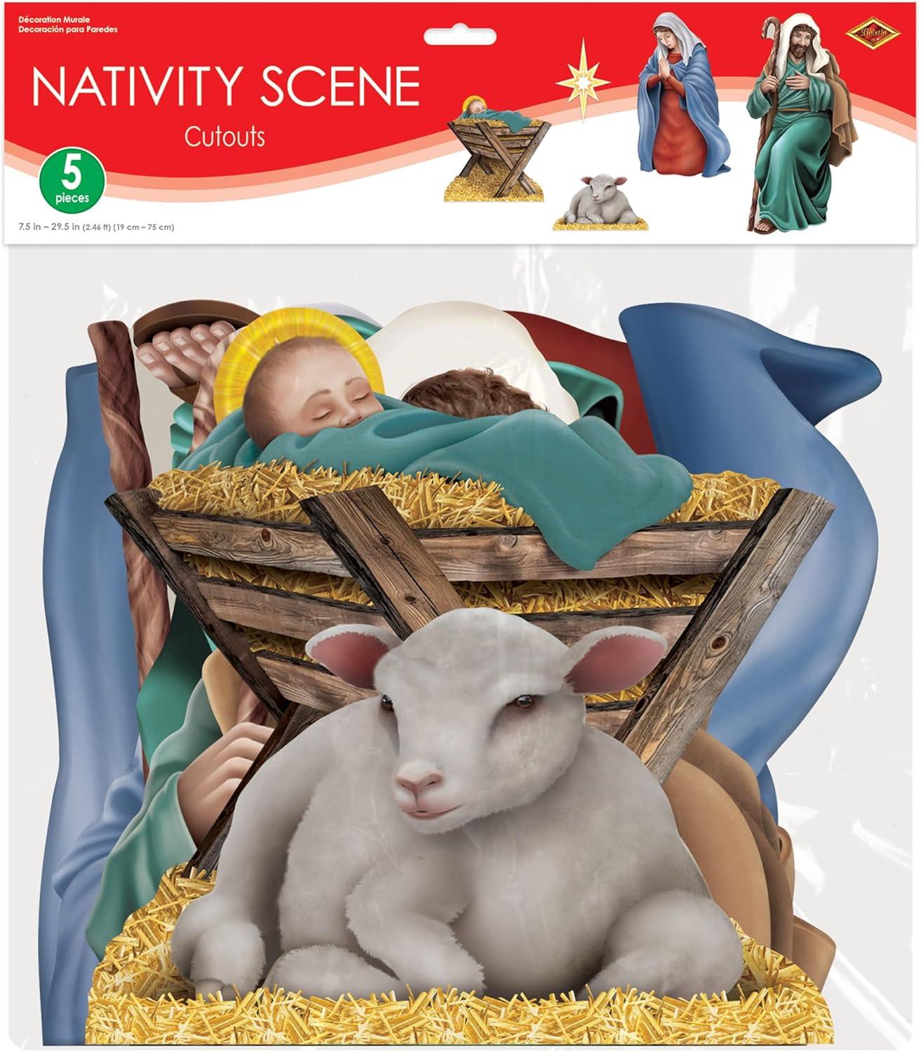 image:imageBeistle Nativity Scene Cutouts 5 Piece DoubleSided Cardstock Decoration Set Traditional Christmas Religious Display for Church Events Seasonal Holiday Dcor amp FaithThemed Settings 728