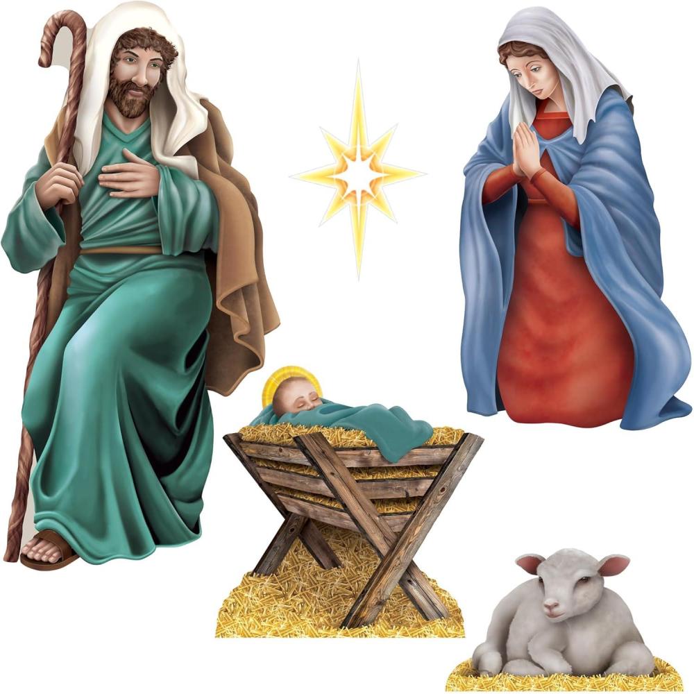 image:imageBeistle Nativity Scene Cutouts 5 Piece DoubleSided Cardstock Decoration Set Traditional Christmas Religious Display for Church Events Seasonal Holiday Dcor amp FaithThemed Settings 728