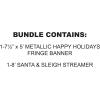 Beistle Holiday Streamer Bundle – Metallic “Happy Holidays” Fringe Banner and Santa & Sleigh Streamer Decorations, Festive Christmas Hanging Decor for Winter Parties, Offices, Home & Retail Displays