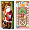 Beistle Christmas Door Cover Set – 2 Pack, Gingerbread House & Santa Scene, All-Weather Front Door Decorations, Festive Holiday Backdrop, Entryway Décor for Homes, Offices & Winter Parties, 5′ × 30″