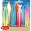 Beistle Surfboard Photo Prop – Freestanding Beach Scene Decoration, Cardboard Surfer Display with Attached Easel for Tropical & Summer Events, Photo Booth Backdrops & Hawaiian Luau Parties, 7′ x 6′
