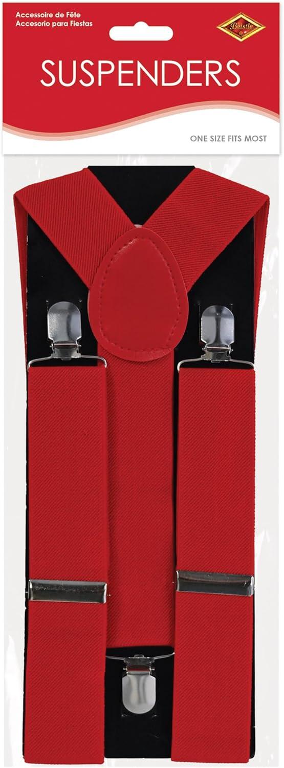 image:imageBeistle Red Suspenders Adjustable Costume Suspenders Classic YBack ClipOn Braces Novelty Spirit Accessory for Halloween Costumes Stage Performances Photo Booth Props amp Themed Party Wear