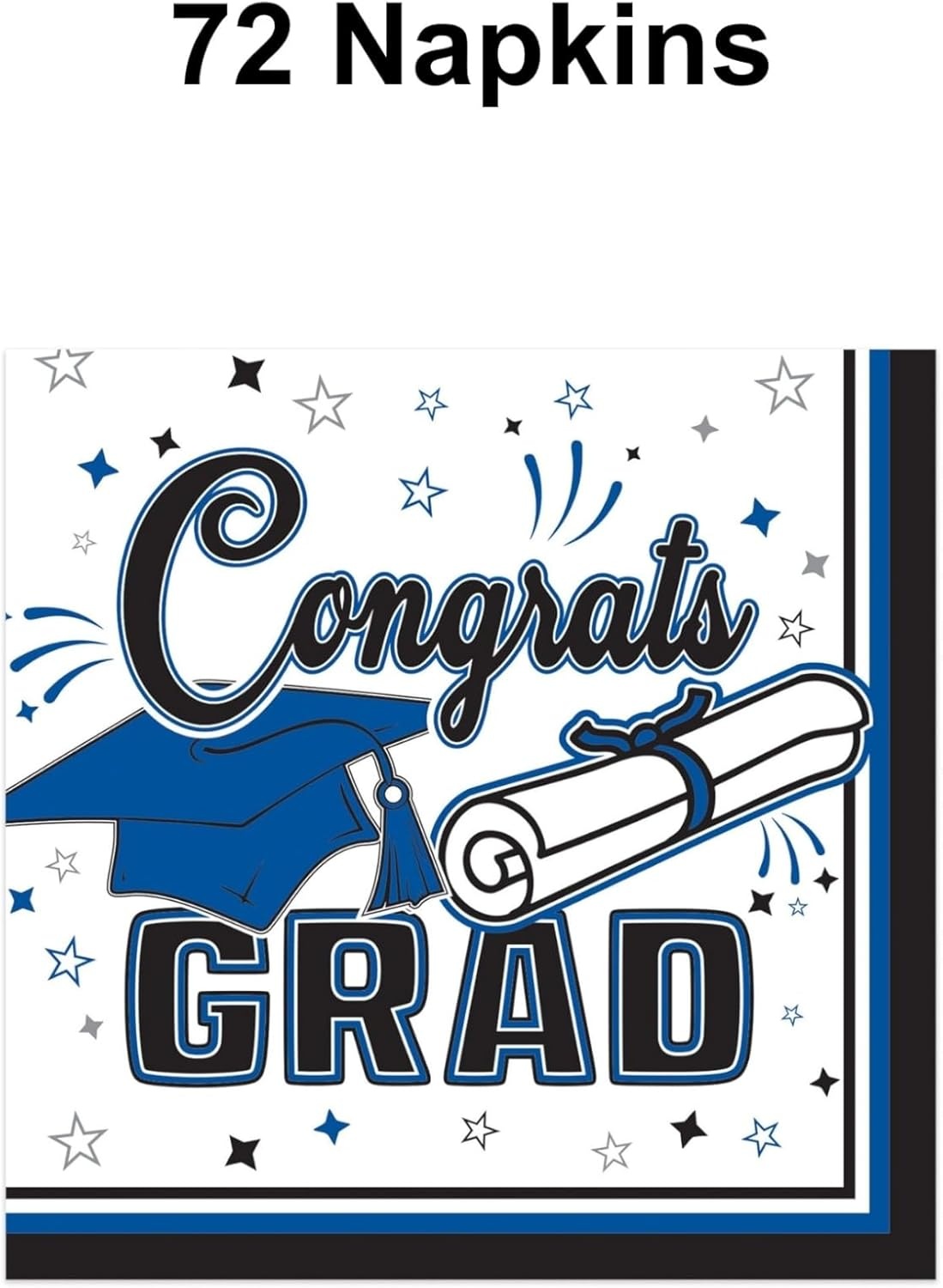 image:imageBeistle Blue Congrats Grad Beverage Napkins 72 Pack 2Ply Graduation Party Tableware Disposable Paper Napkins Commencement Celebration Dining Supplies Class Event Banquet Table Setting 5