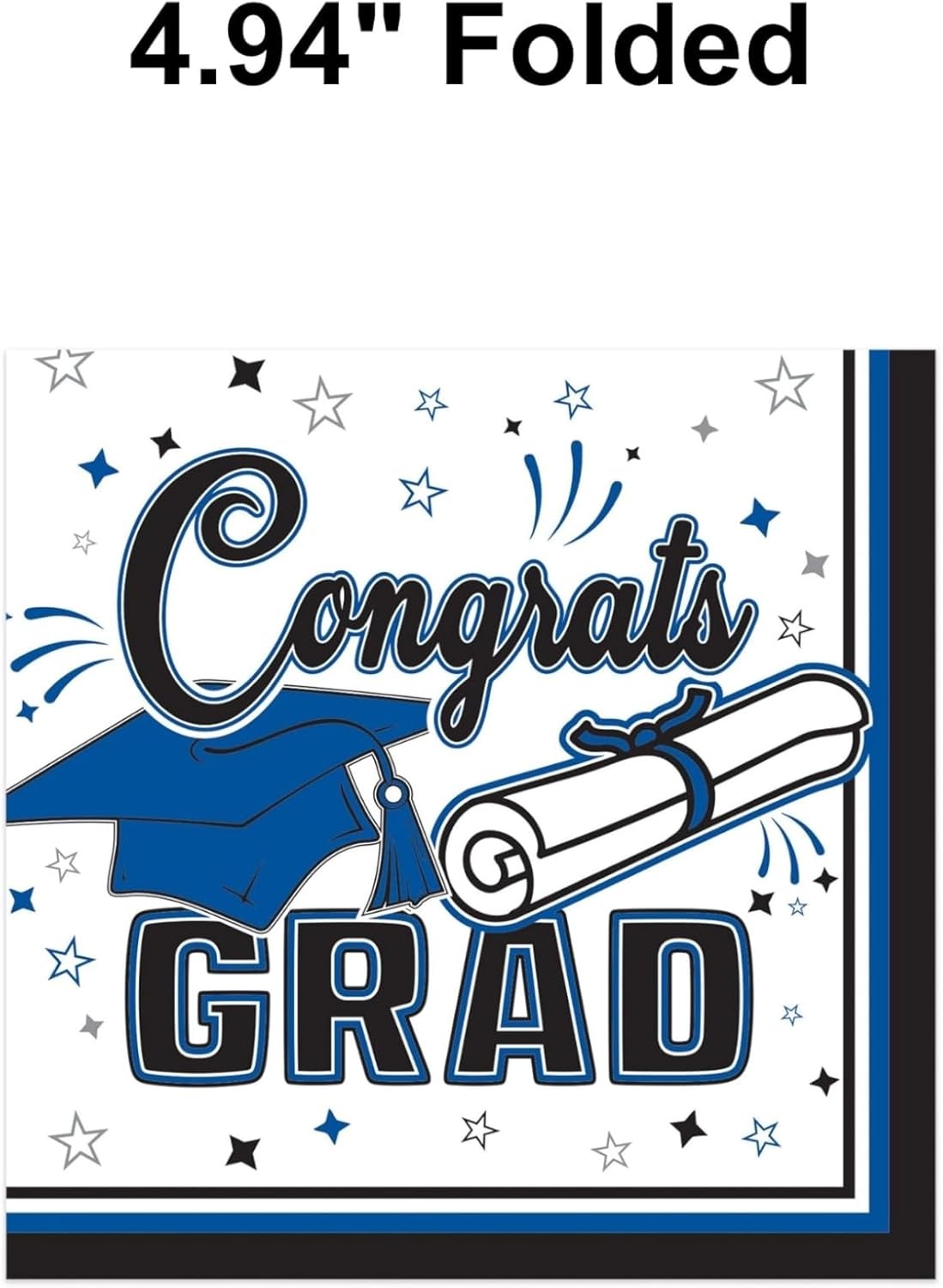 image:imageBeistle Blue Congrats Grad Beverage Napkins 72 Pack 2Ply Graduation Party Tableware Disposable Paper Napkins Commencement Celebration Dining Supplies Class Event Banquet Table Setting 5