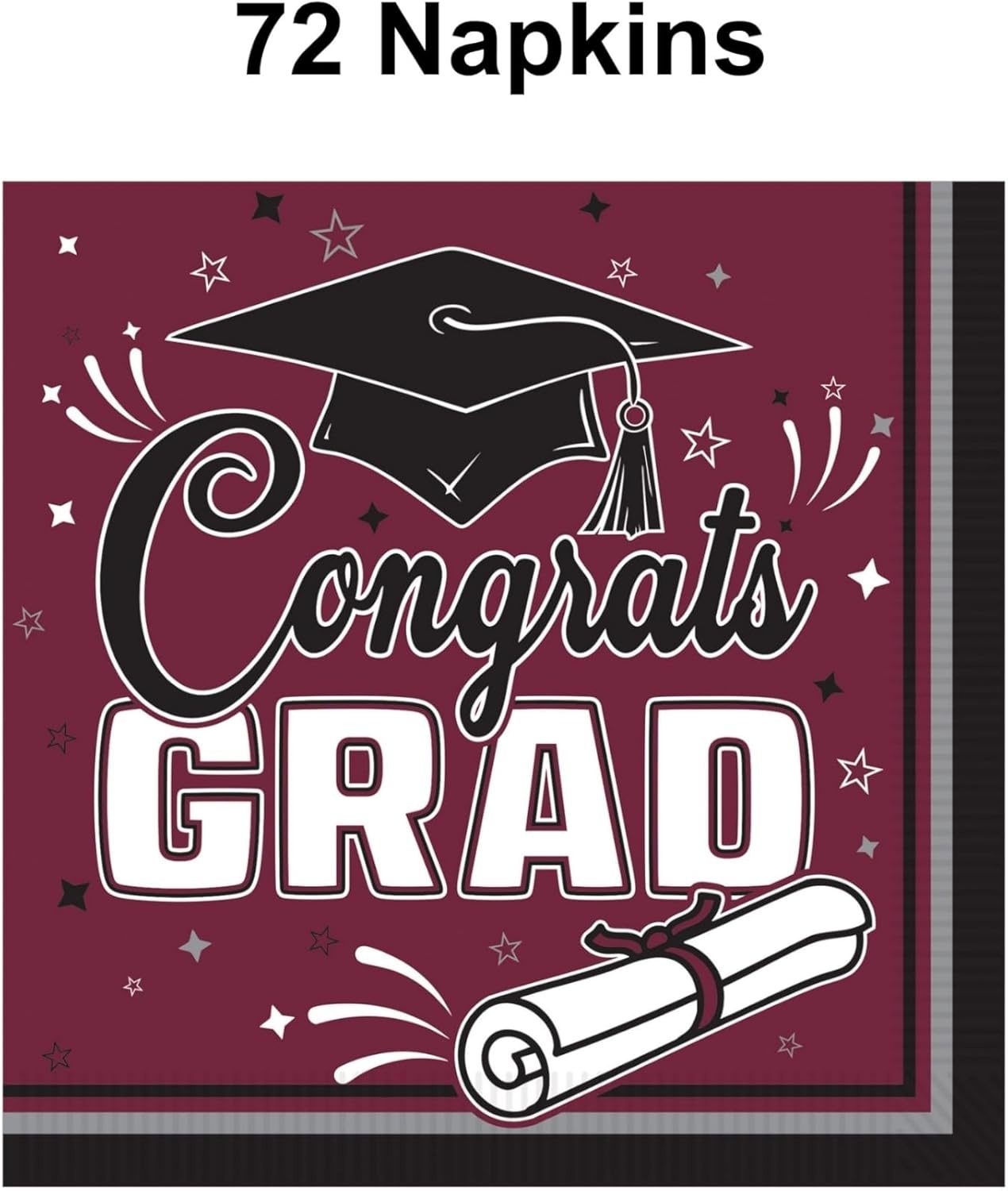 image:imageBeistle Burgundy Congrats Grad Luncheon Napkins 72 Pack 2Ply Graduation Party Tableware Disposable Paper Napkins Commencement Celebration Dining Supplies Class Event Banquet Table Setting 6