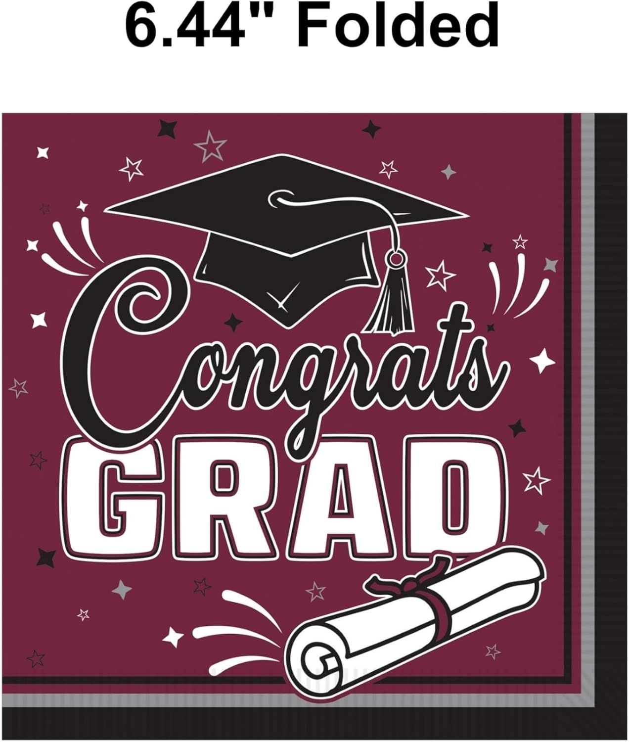image:imageBeistle Burgundy Congrats Grad Luncheon Napkins 72 Pack 2Ply Graduation Party Tableware Disposable Paper Napkins Commencement Celebration Dining Supplies Class Event Banquet Table Setting 6
