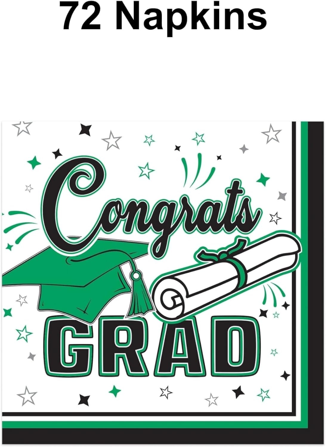 image:imageBeistle Green Congrats Grad Beverage Napkins 72 Pack 2Ply Graduation Party Tableware Disposable Paper Napkins Commencement Celebration Dining Supplies Class Event Banquet Table Setting 5