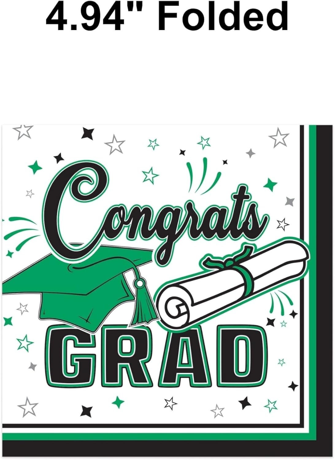 image:imageBeistle Green Congrats Grad Beverage Napkins 72 Pack 2Ply Graduation Party Tableware Disposable Paper Napkins Commencement Celebration Dining Supplies Class Event Banquet Table Setting 5