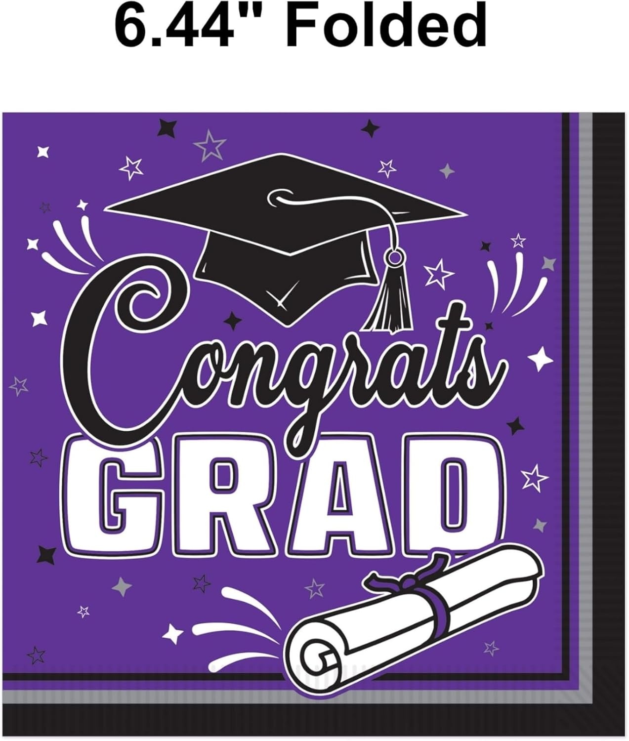 image:imageBeistle Purple Congrats Grad Luncheon Napkins 72 Pack 2Ply Graduation Party Tableware Disposable Paper Napkins Commencement Celebration Dining Supplies Class Event Banquet Table Setting 6