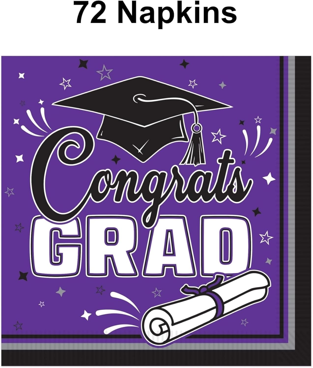 image:imageBeistle Purple Congrats Grad Luncheon Napkins 72 Pack 2Ply Graduation Party Tableware Disposable Paper Napkins Commencement Celebration Dining Supplies Class Event Banquet Table Setting 6