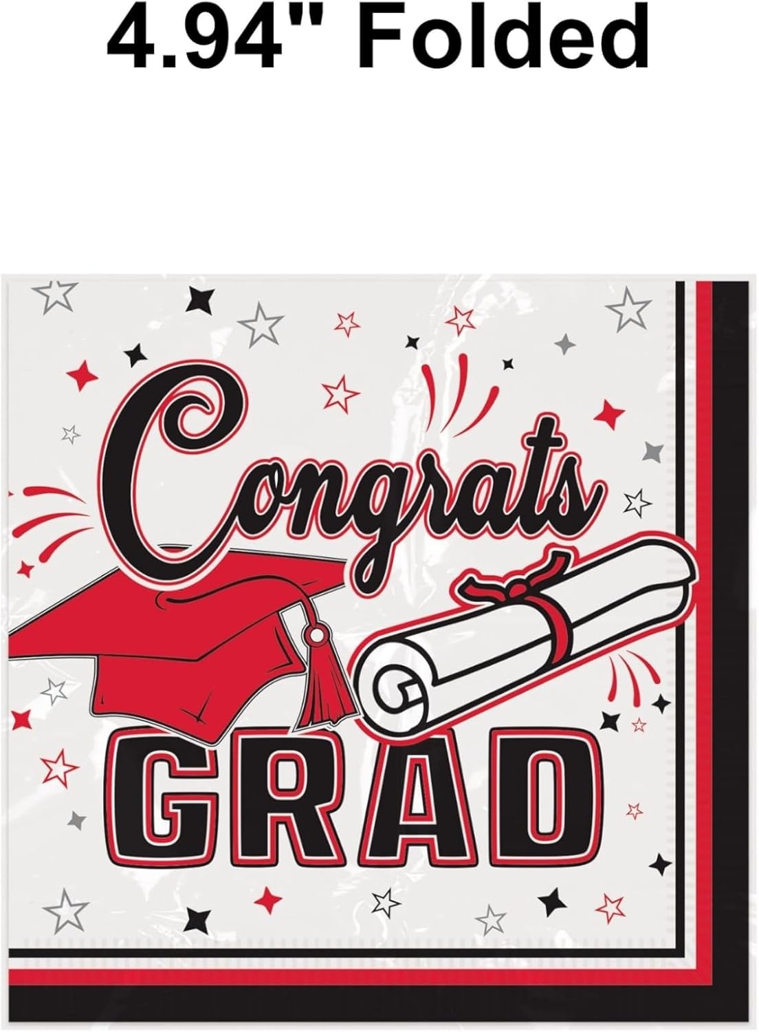 image:imageBeistle Red Congrats Grad Beverage Napkins 72 Pack 2Ply Graduation Party Tableware Disposable Paper Napkins Commencement Celebration Dining Supplies Class Event Banquet Table Setting 5
