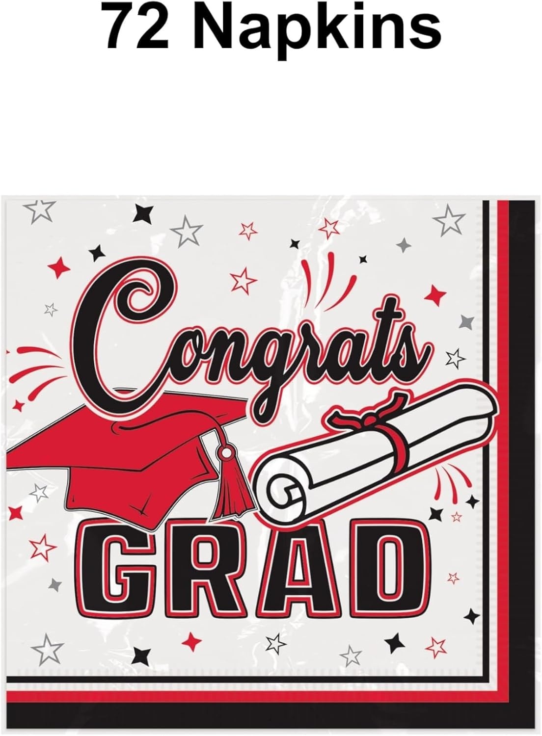 image:imageBeistle Red Congrats Grad Beverage Napkins 72 Pack 2Ply Graduation Party Tableware Disposable Paper Napkins Commencement Celebration Dining Supplies Class Event Banquet Table Setting 5