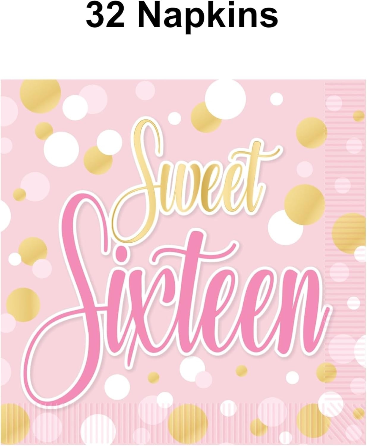 image:imageBeistle Sweet 16 Luncheon Napkins 32 Pack 2Ply Pink amp Gold Sixteen Birthday Party Tableware Disposable Paper Napkins for Milestone Celebration Events Dessert Table Setting Serviettes 6