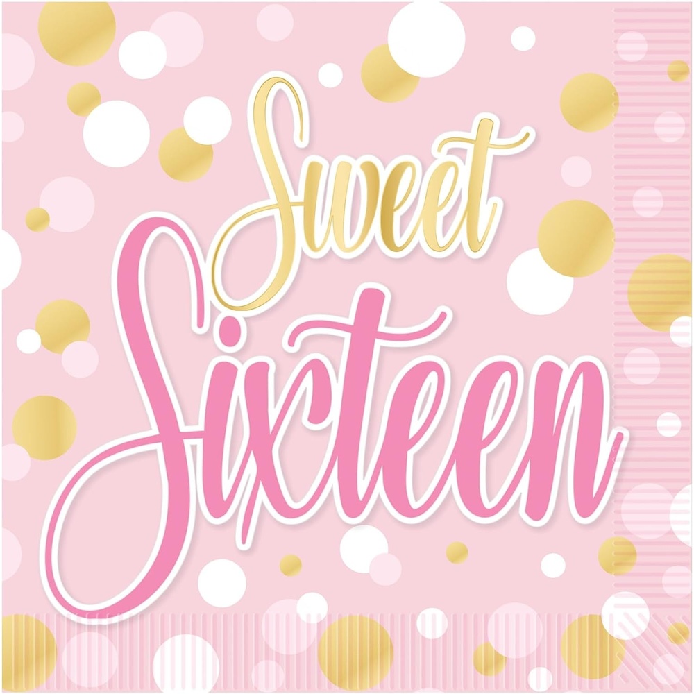 image:imageBeistle Sweet 16 Luncheon Napkins 32 Pack 2Ply Pink amp Gold Sixteen Birthday Party Tableware Disposable Paper Napkins for Milestone Celebration Events Dessert Table Setting Serviettes 6