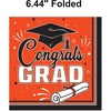 Beistle Orange Congrats Grad Luncheon Napkins – 72 Pack, 2-Ply Graduation Party Tableware, Disposable Paper Napkins, Commencement Celebration Dining Supplies, Class Event Banquet Table Setting, 6½”