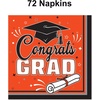 Beistle Orange Congrats Grad Luncheon Napkins – 72 Pack, 2-Ply Graduation Party Tableware, Disposable Paper Napkins, Commencement Celebration Dining Supplies, Class Event Banquet Table Setting, 6½”