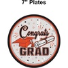 Beistle Orange Congrats Grad Paper Plates – 18 Pack, Graduation Disposable Party Tableware with Cap and Diploma Design, Round Dinner Plates for Commencement Celebrations and Graduate Parties, 9″(Orange  Black  White & Gray)