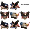 Beistle Patriotic Eagle Cutouts – 8 Pack, American Flag Bald Eagle Decorations, USA Independence Theme Wall Décor, Fourth of July Party Supplies, Red White Blue Holiday Event Accents, 9″–12¼”