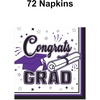 Beistle Purple Congrats Grad Beverage Napkins – 72 Pack, 2-Ply Graduation Party Tableware, Disposable Paper Napkins, Commencement Celebration Dining Supplies, Class Event Banquet Table Setting, 5″