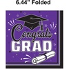 Beistle Purple Congrats Grad Luncheon Napkins – 72 Pack, 2-Ply Graduation Party Tableware, Disposable Paper Napkins, Commencement Celebration Dining Supplies, Class Event Banquet Table Setting, 6½”