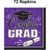Beistle Purple Congrats Grad Luncheon Napkins – 72 Pack, 2-Ply Graduation Party Tableware, Disposable Paper Napkins, Commencement Celebration Dining Supplies, Class Event Banquet Table Setting, 6½”
