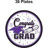 Beistle Purple Congrats Grad Paper Plates – 36 Pack, Graduation Disposable Party Tableware with Cap and Diploma Design, Round Dinner Plates for Commencement Celebrations and Graduate Parties, 7″(Purple  Black  White & Gray)