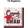 Beistle Red Congrats Grad Beverage Napkins – 72 Pack, 2-Ply Graduation Party Tableware, Disposable Paper Napkins, Commencement Celebration Dining Supplies, Class Event Banquet Table Setting, 5″