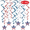 Beistle Semiquincentennial Whirls – 12 Pack, Red, White & Blue Hanging Swirl Decorations with 250th Anniversary Star Icons, Patriotic Ceiling Décor for USA 1776–2026 Parties & Celebrations, 15″–26¼”