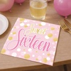 Beistle Sweet 16 Luncheon Napkins – 32 Pack, 2-Ply Pink & Gold Sixteen Birthday Party Tableware, Disposable Paper Napkins for Milestone Celebration Events, Dessert Table Setting Serviettes, 6½”