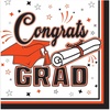 Beistle Orange Congrats Grad Beverage Napkins – 72 Pack, 2-Ply Graduation Party Tableware, Disposable Paper Napkins, Commencement Celebration Dining Supplies, Class Event Banquet Table Setting, 5″
