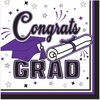 Beistle Purple Congrats Grad Beverage Napkins – 72 Pack, 2-Ply Graduation Party Tableware, Disposable Paper Napkins, Commencement Celebration Dining Supplies, Class Event Banquet Table Setting, 5″