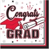 Beistle Red Congrats Grad Beverage Napkins – 72 Pack, 2-Ply Graduation Party Tableware, Disposable Paper Napkins, Commencement Celebration Dining Supplies, Class Event Banquet Table Setting, 5″