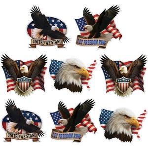 Beistle Patriotic Eagle Cutouts – 8 Pack, American Flag Bald Eagle Decorations, USA Independence Theme Wall Décor, Fourth of July Party Supplies, Red White Blue Holiday Event Accents, 9″–12¼”