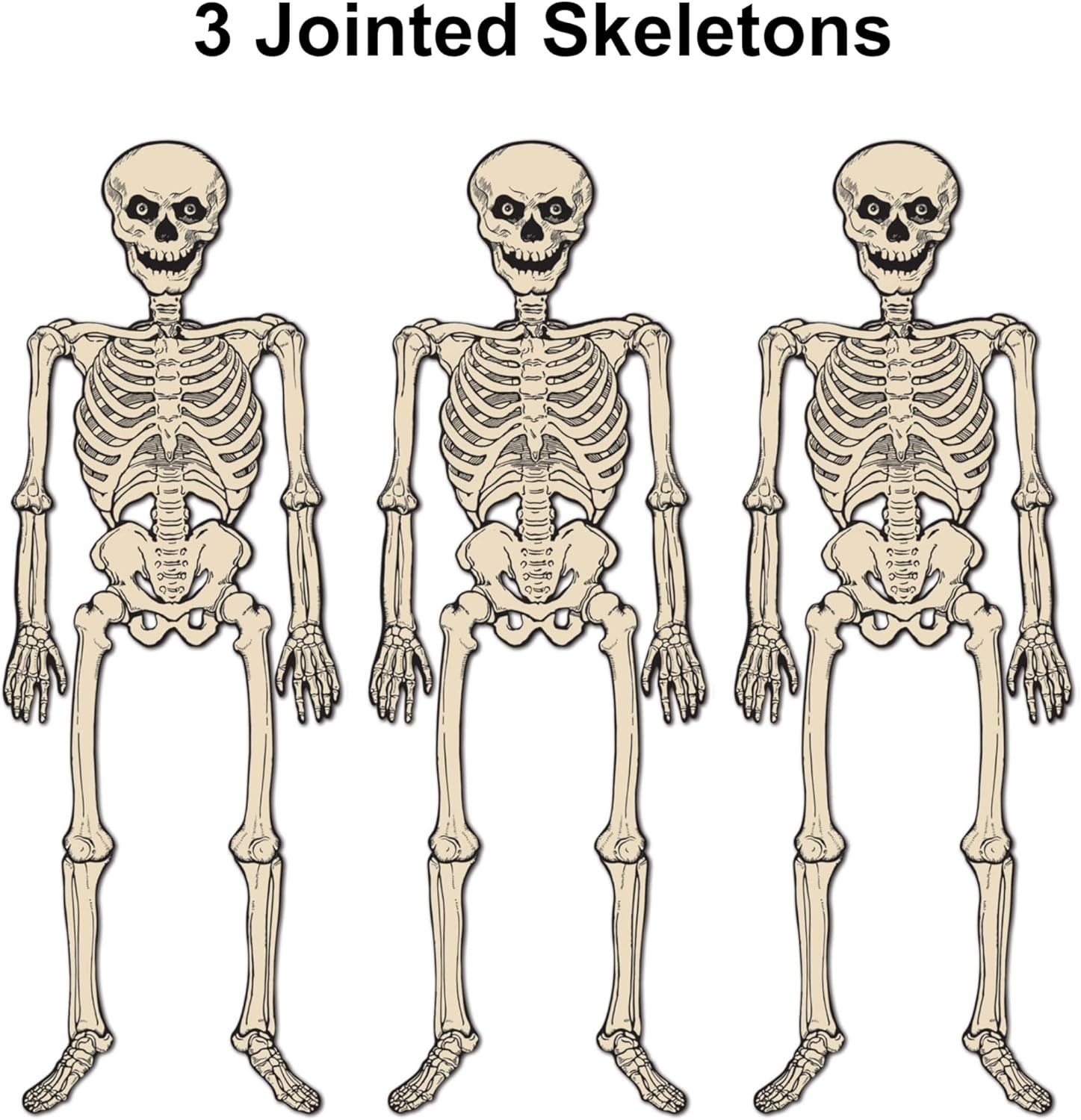 image:imageBeistle Vintage Halloween Jointed Skeleton Decorations 3 Pack Classic Full Body Cutouts Retro Wall Dcor Poseable Hanging Figures Spooky Seasonal Supplies Haunted Accents Creepy Props 4 3